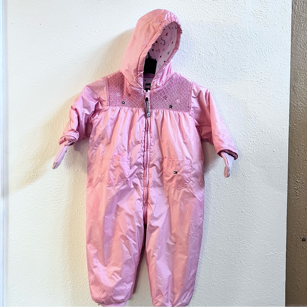 Tommy Hilfiger pink smocked snow suit